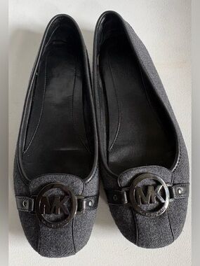 Michael Kors Grey MK Logo Wool Ballet Flats